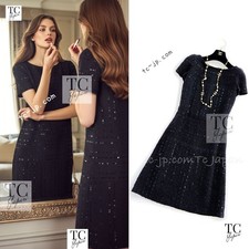 CHANEL 00C Black Sequin Embellishments Party Dress Karl Lagerfeld 34 38 US2 6