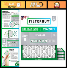 20x20x1 Air Filter MERV 8 - Dust  Allergy Defense 4-Pack  Pleated HVAC AC Fi