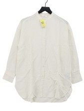 Uniqlo Women's Top S Cream Viscose with Linen Long Sleeve Mock Neck Tunic