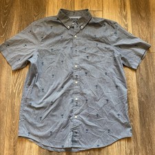 Chaps Men’s East Care Dress Shirt Nautical Blue Size Large Preppy Short Sleeve