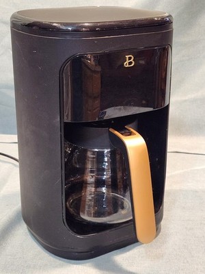 Beautiful by Barrymore Coffee Maker Programmable Touchscreen 14 Cup Black Gold