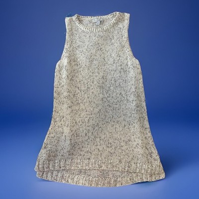 Allison Joy Sweater Tank Top Heather Gray Sleeveless Side Slits Women s Size M