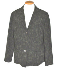 CHICO'S Black Women's Blazer Jacket 100 silk Lining Size 1 8-10 