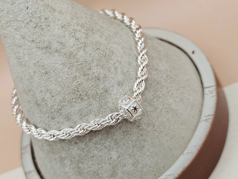 Pulsera Alex And Ani Brillante Cadena Plata Cristal Copo de Nieve Dije Nueva Con Etiqueta 🎁 Foto 4 de 4