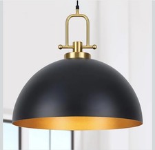 19.7'' Large Black Pendant Light Kitchen Island Industrial Black and Gold...