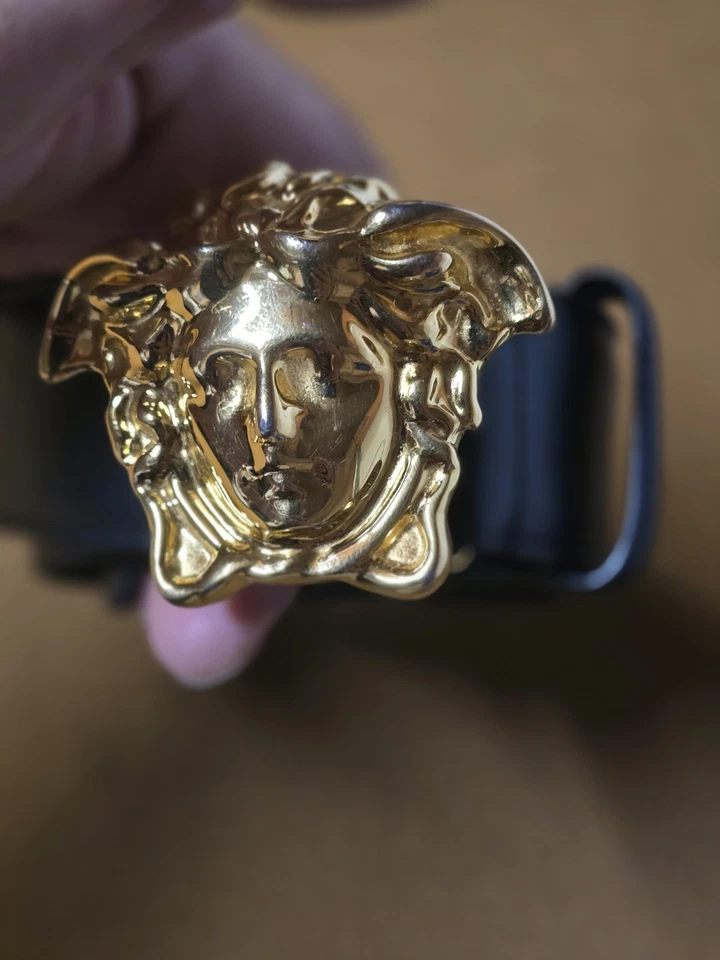 Cinturón Versace Cuero Medusa Hombre Versace DCU 4140/100/40 ¡Negro Dorado! 36/38 Foto 4 de 4