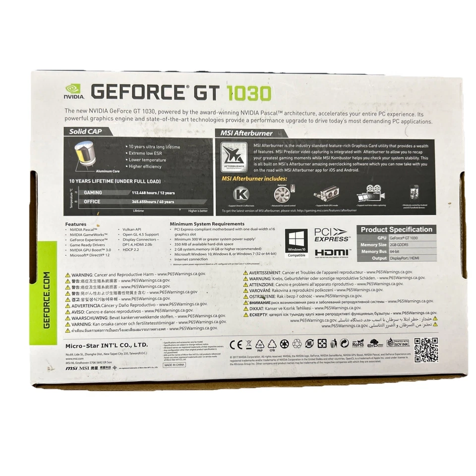 MSI GT 1030 2GB GDDR5 Low-ProfileSilent GPU - Works Great - Image 2 of 4