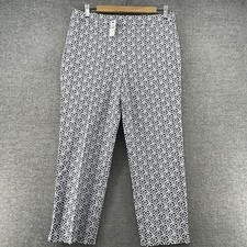 Talbots Chatham Crop Pants Women Size 8 Geometric Blue Casual NEW