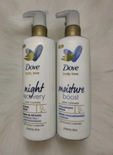 (2) Dove Body Love NIGHT RECOVERY & MOISTURE BOOST Body Cleanser  -17.5oz.