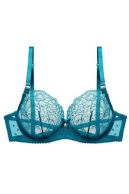 Dita Von Teese Fiamma Lace Unlined Underwire Bra, Corsaire Blue