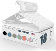 Heavy Duty Clothes Hangers 18 Pack Made in the USA 8Lb Capacity Plastic Hang