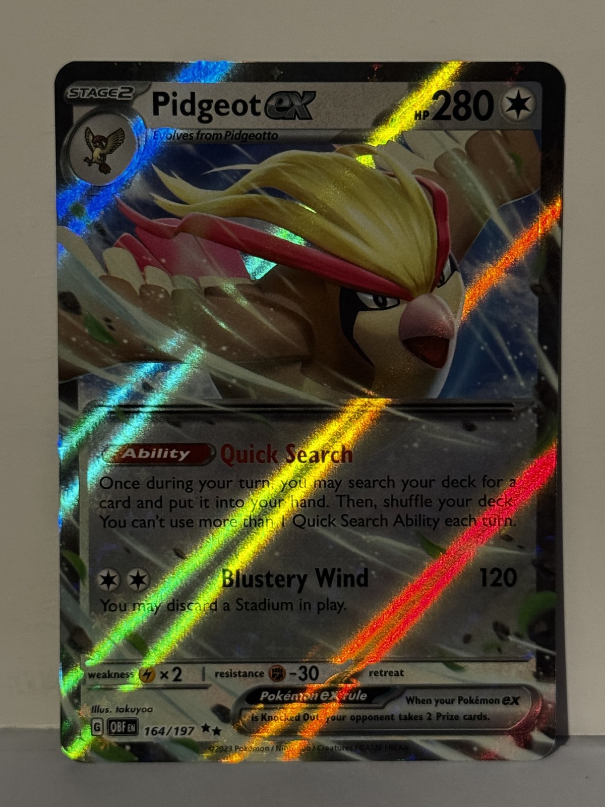Pidgeot ex 164/197 SV03: Obsidian Flames NM Pokemon Fast Shipping