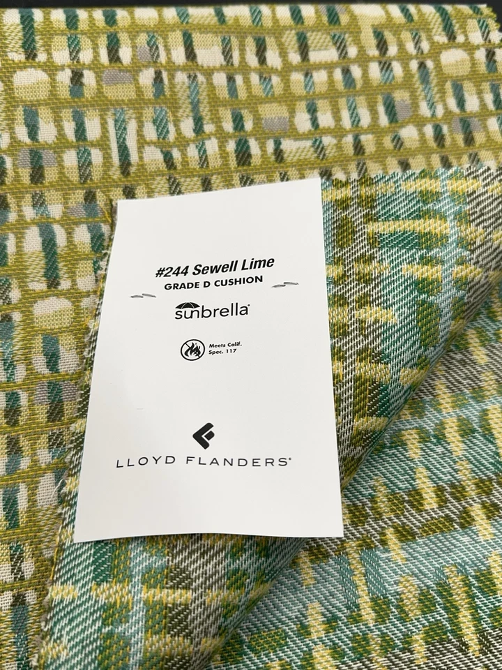 Lloyd Flanders Sunbrella Outdoor Fabric SEWELL LIME Green Grade D Cushion 24x24 - Image 3 of 4