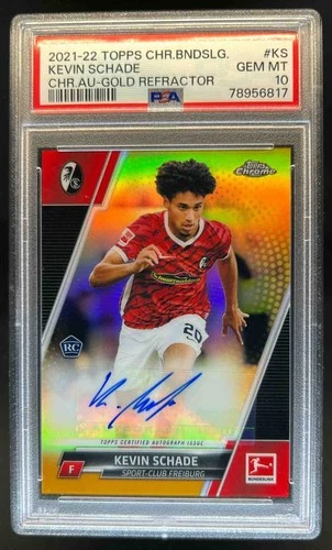 2021 Topps Chrome Bundesliga Kevin Schade Auto RC Gold Refractor #22/50 PSA 10