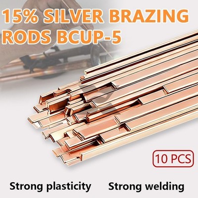 15% Silver Brazing Rods BCuP-5 10 Pcs for HVAC & Industrial Applications