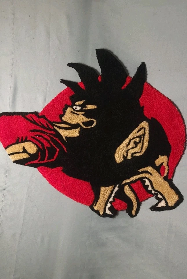 Dragon Ball Handmade Custom Tufted Rug 26x29 In , Goku And Ape Red And Black Rug - Image 2 of 4