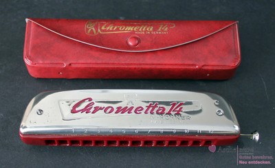 Vintage Mundharmonika Chrometta 14 von Hohner (gebraucht)