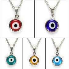 Mini Nazar Boncuk Auge Blau Rot Grün Gelb Anhänger Rund Mit Halskette