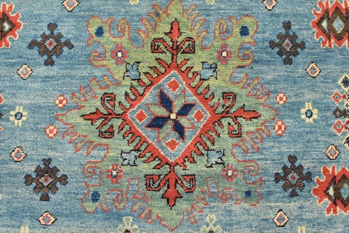 Kazak Rug 9'1'' x 12'5'' Blue Wool Tribal Hand-Knotted Oriental Carpet - Picture 10 of 15