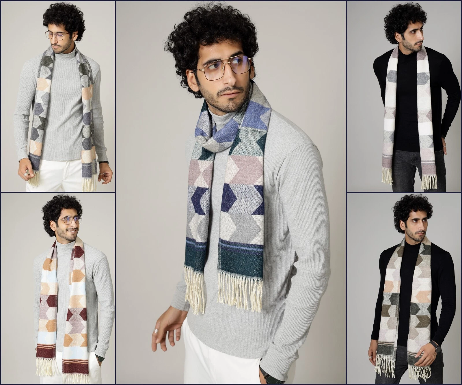 Fashion Neck Wraps Cashmere Reversible Scarf Arrow Pattern Man's Warm Scarf