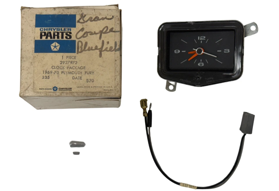 1969-1970 Plymouth Fury Dash Dashboard Clock Package NOS 2927972 - Image 2 of 4