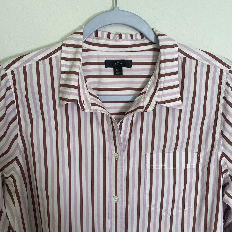 Camisa rosa a rayas talla grande manga larga J Crew para mujer Foto 3 de 4
