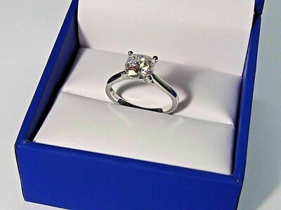 2 Ct Cushion Diamond Solitaire Simulated Engagement Ring 14K White Gold Plated