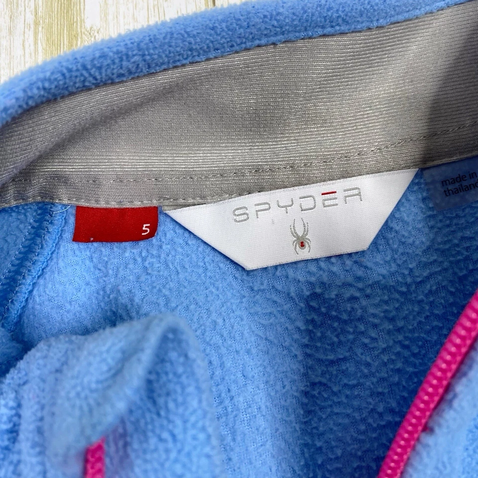 Spyder Girls Size 5 Light Blue Fleece 1/4 Zip Pullover Sweater - Image 4 of 4