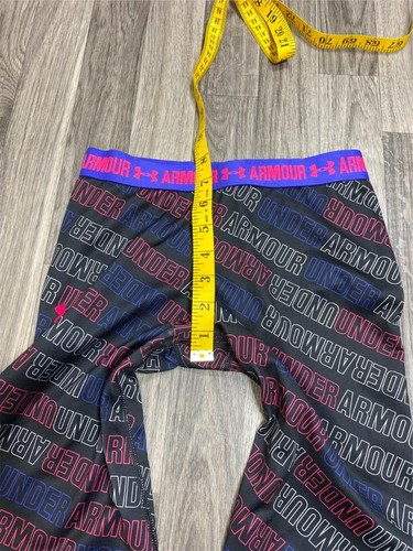 UNDER ARMOUR Elastic Waist Black/Multi Color Print Capri Leggings Girl's Size 22 - Picture 7 of 8