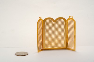 Dollhouse Miniature Brass Firescreen - 1:12 Scale Fireplace Accessory, 2.5" Tall X 3" Wide - View #5