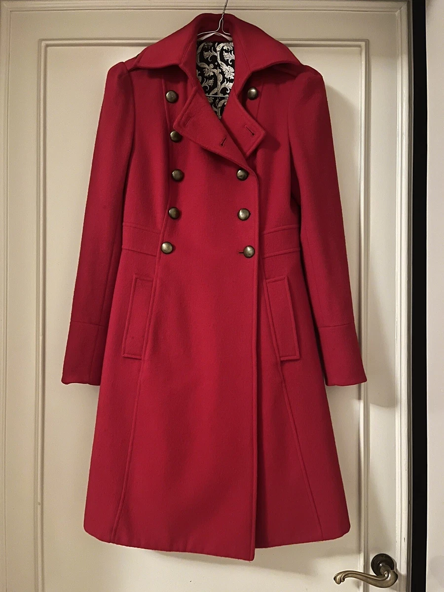 Diane von Furstenberg Beautiful Red Wool Coat Size XS 0