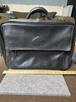 CARLO AMBOLDI GENUINE LEATHER MESSENGER BAG BRIEF CASE TRAVEL BLACK