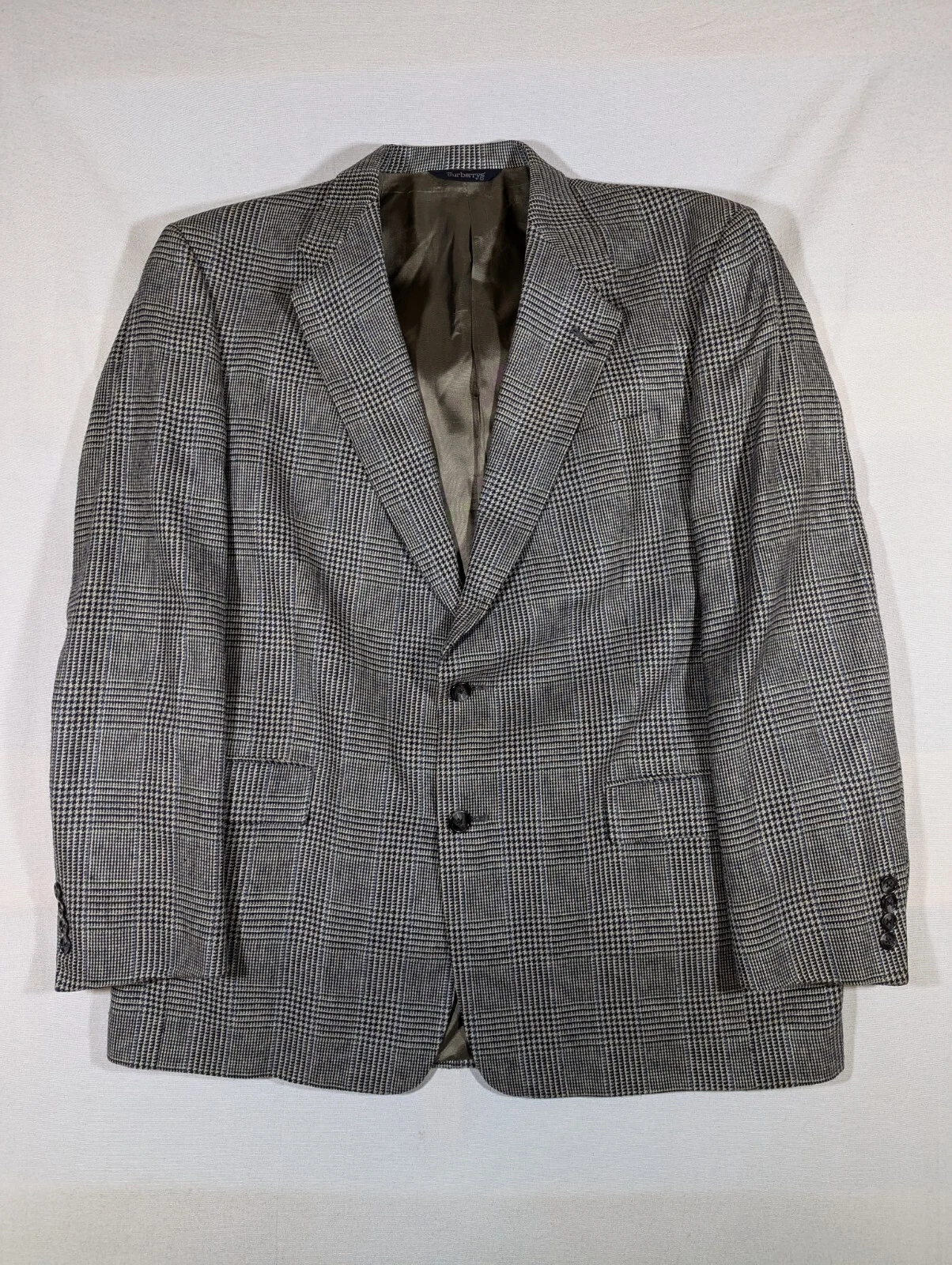 Burberry's Blazer Uomo 44L Giacca Cappotto Sportivo Plaid Business Formale Grigio
