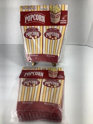 Set Of 2~10PK Coloful Classic Stripes Paper Popcorn Boxes West Bend 6.25 x 7 