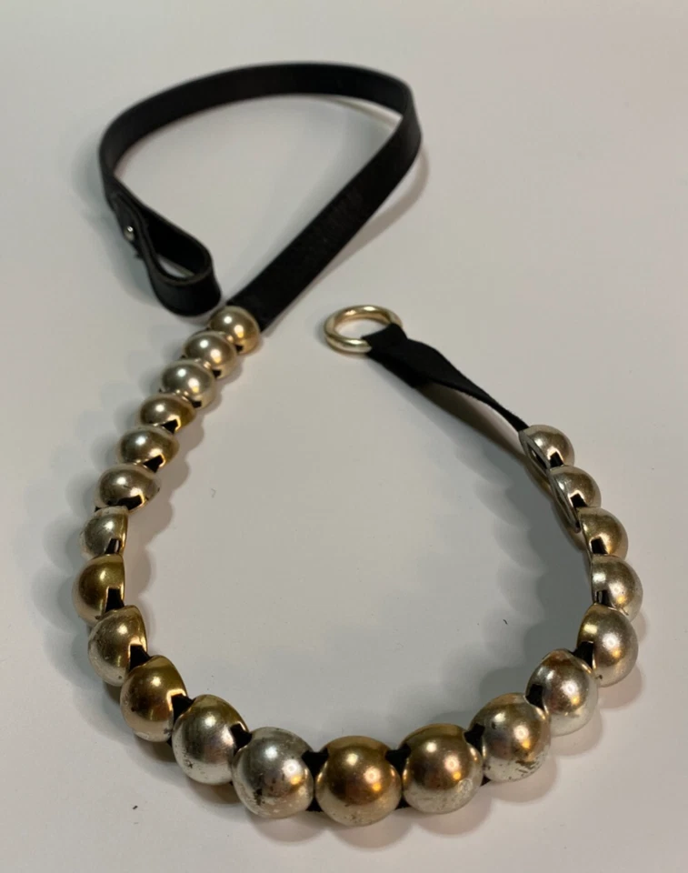 CINTURÓN DE CUENTAS DOMO de metal plateado pesado negro de colección elástico MEDIANO 37-39" CADERA/CINTURA Foto 2 de 4