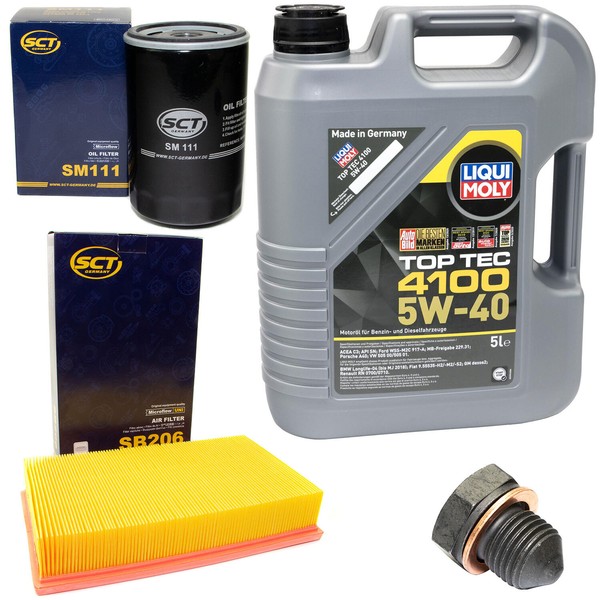 MotoröL Filter Set 5W40 5Liter + ÖLablassschraube FüR Audi A6 100 VW Passat-image