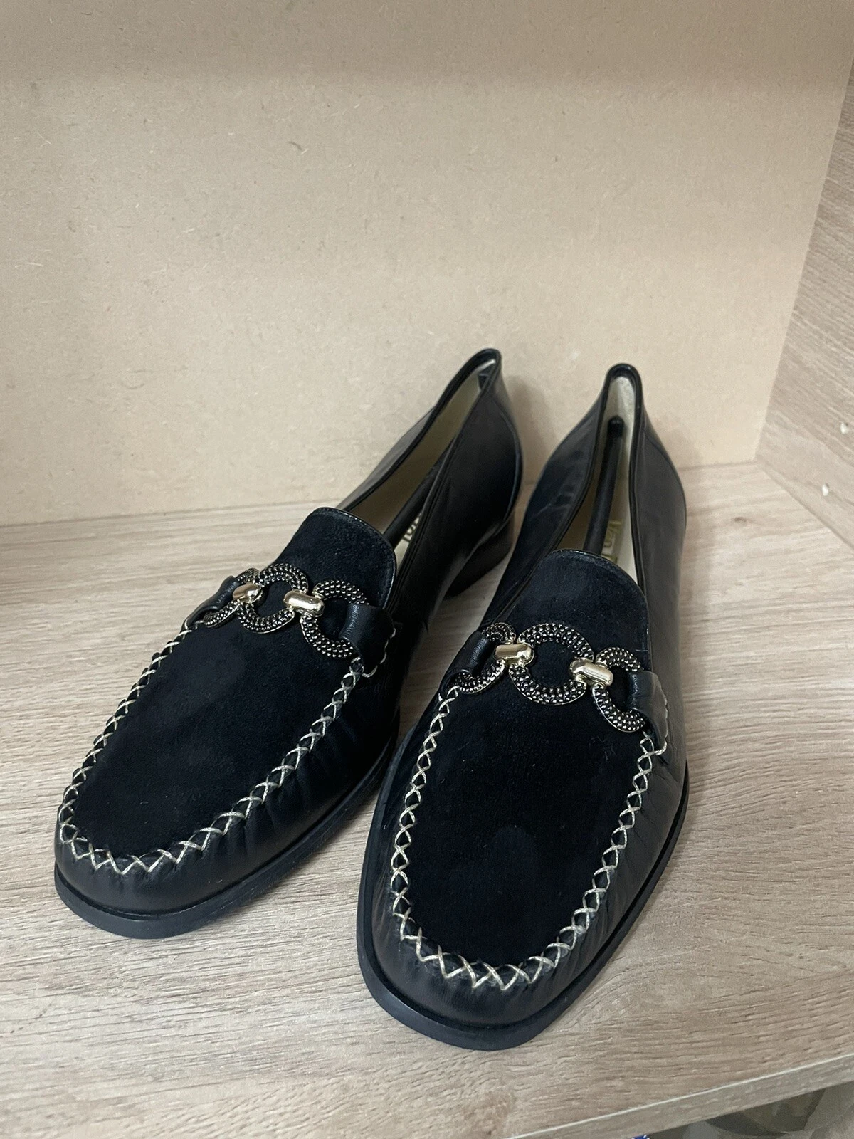 VANS Mocassini donna Van Dal in pelle mocassino eleganti eleganti scarpe nere taglia 5