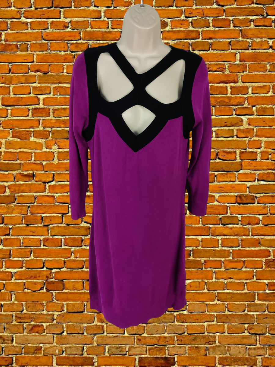 WOMENS F&F TESCO UK 14 VIOLET CUT OUT 3/4 SLEEVE CASUAL PARTY - Main Image