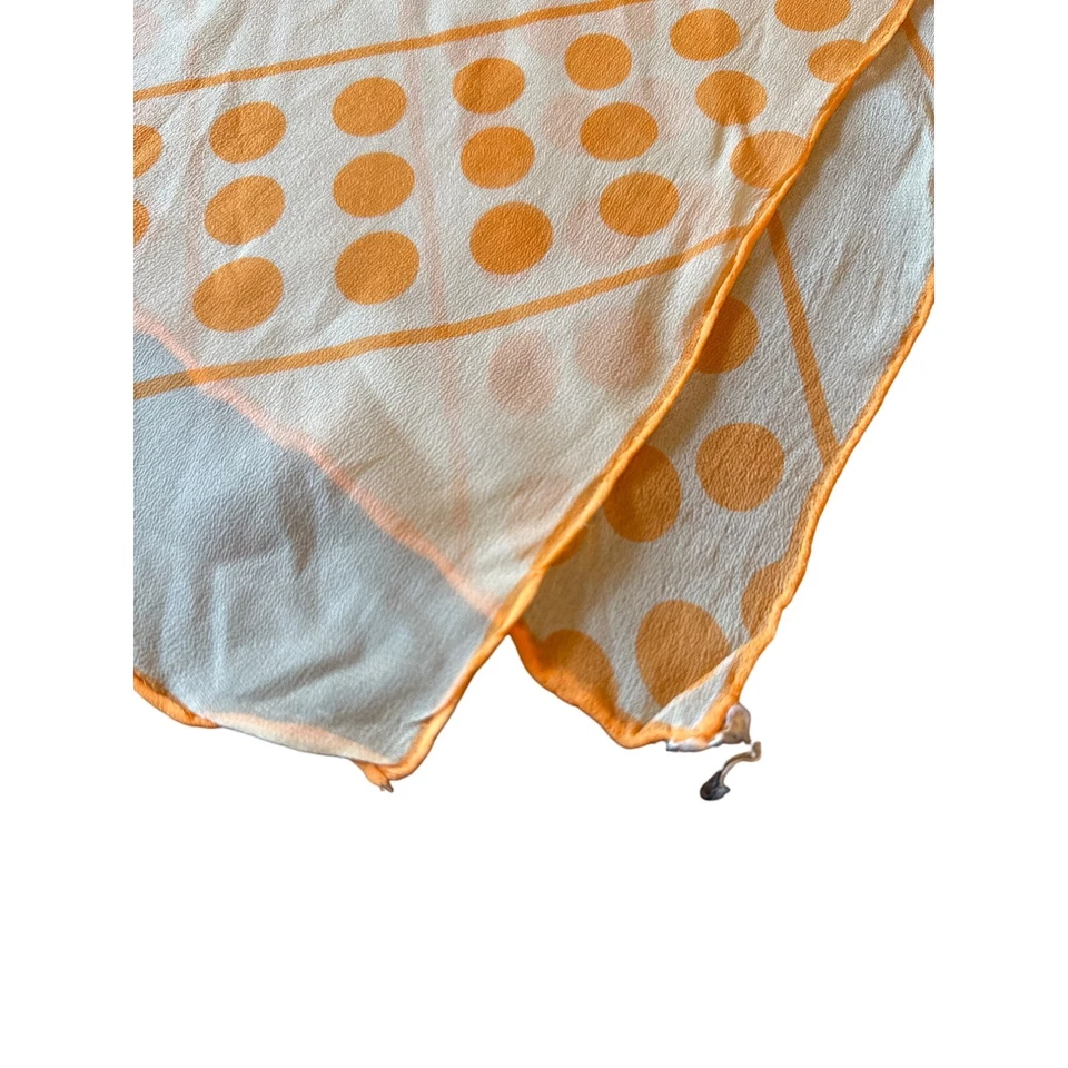 Винтажный оранжевый шарф в горошек сделано в Японии свернутый подол - Изображение 2 из 4