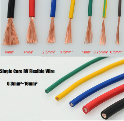Single Core RV Flexible Wire Pure Copper Cores PVC Electrical Cable 0.3~16mm²