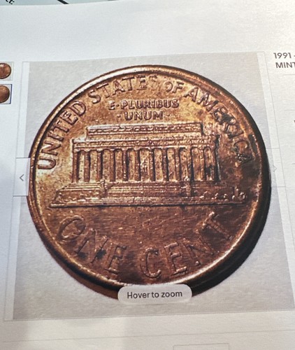 1991-P Lincoln 1c Memorial ~ BROADSTRUCK ERROR ~ AWESOME ~ J56 - Picture 4 of 6