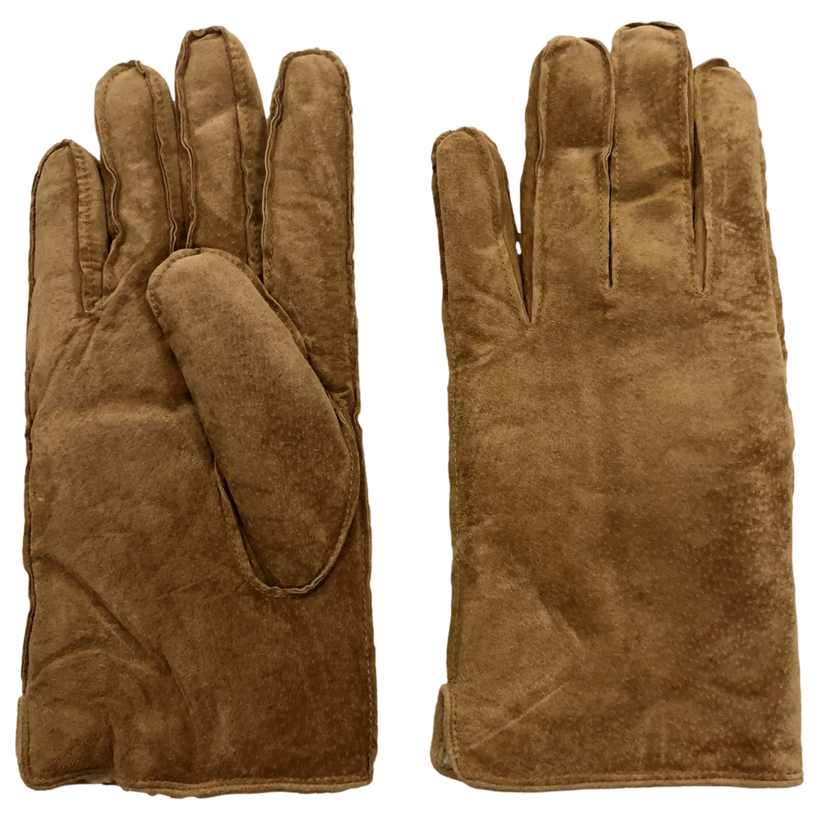 Goodfellow Mens Camel Tan Suede Pig Leather & Faux Sherpa Gloves