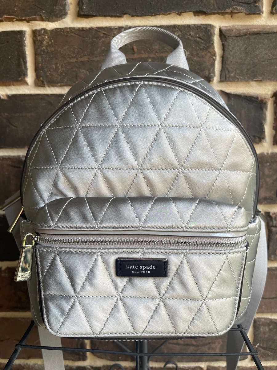 Like New Kate Spade Grey/Taupe Small Backpack, Silver Hardware New Kate Spade Schuyler Mini Backpack Leather Warm Beige | eBay main image 3