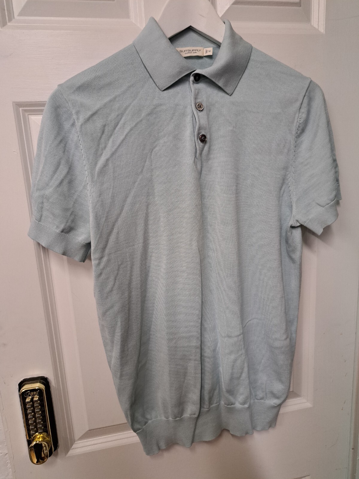 Tuta Fornitura Polo Blu Medio Manica Corta Cotone Seta London Savile Fila