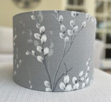 Image of Laura Ashley Pussy Willow Fabric Lamp Shade Floral Steel Grey Handmade Lampshade
