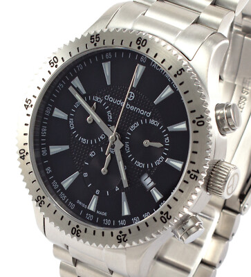Claude Bernard by Edox - Classic Chronograph Edelstahl Herren Uhr Armbanduhr
