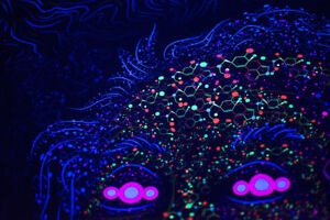 UV Backdrop Psychédélique Art Noir Lumière Tenture Murale Psy Goa DECO Neon Bannière