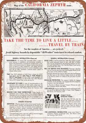 METAL SIGN - 1969 California Zephyr Route Map - Vintage Rusty Look
