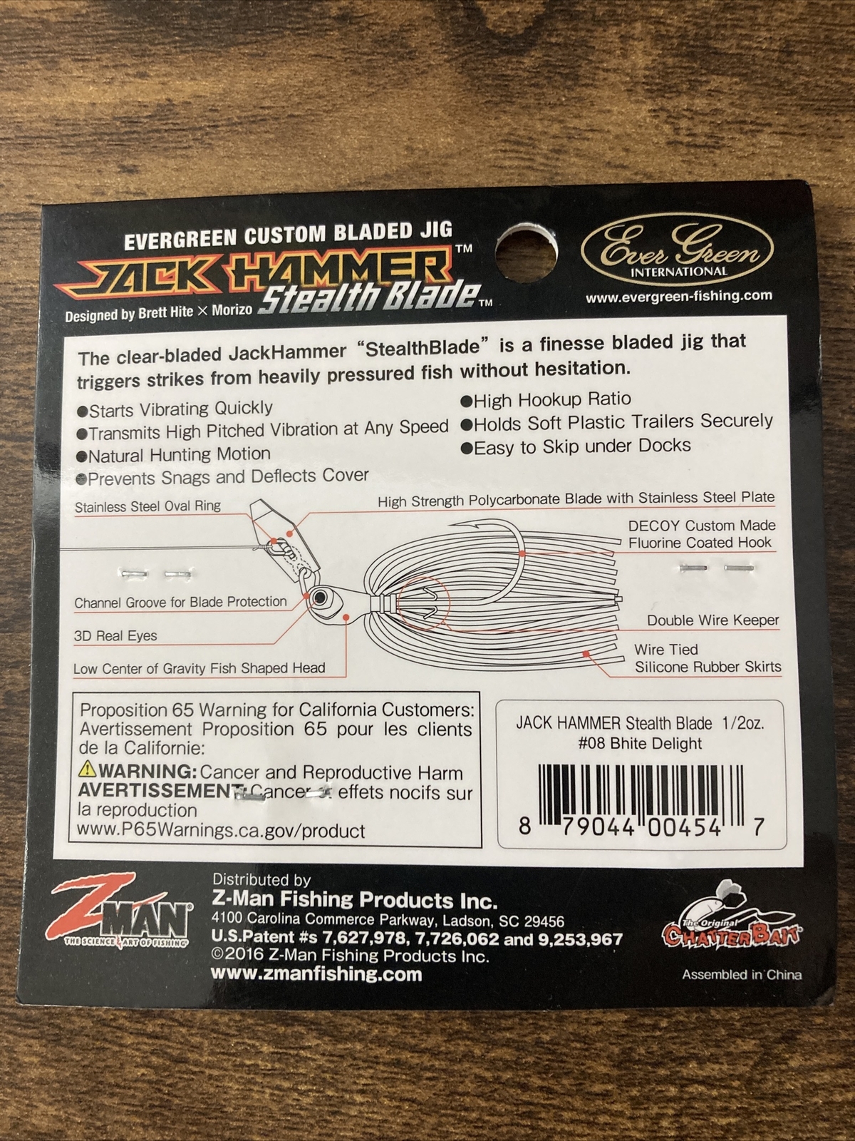 Z-MAN CHATTERBAIT JACK HAMMER SB 1/2OZ CBSB12-08 BHITE DELIGHT BN2311 - Image 2