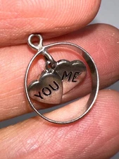JMF Sterling Silver Charm You Me Heart Dangle Ring Stamped Vintage